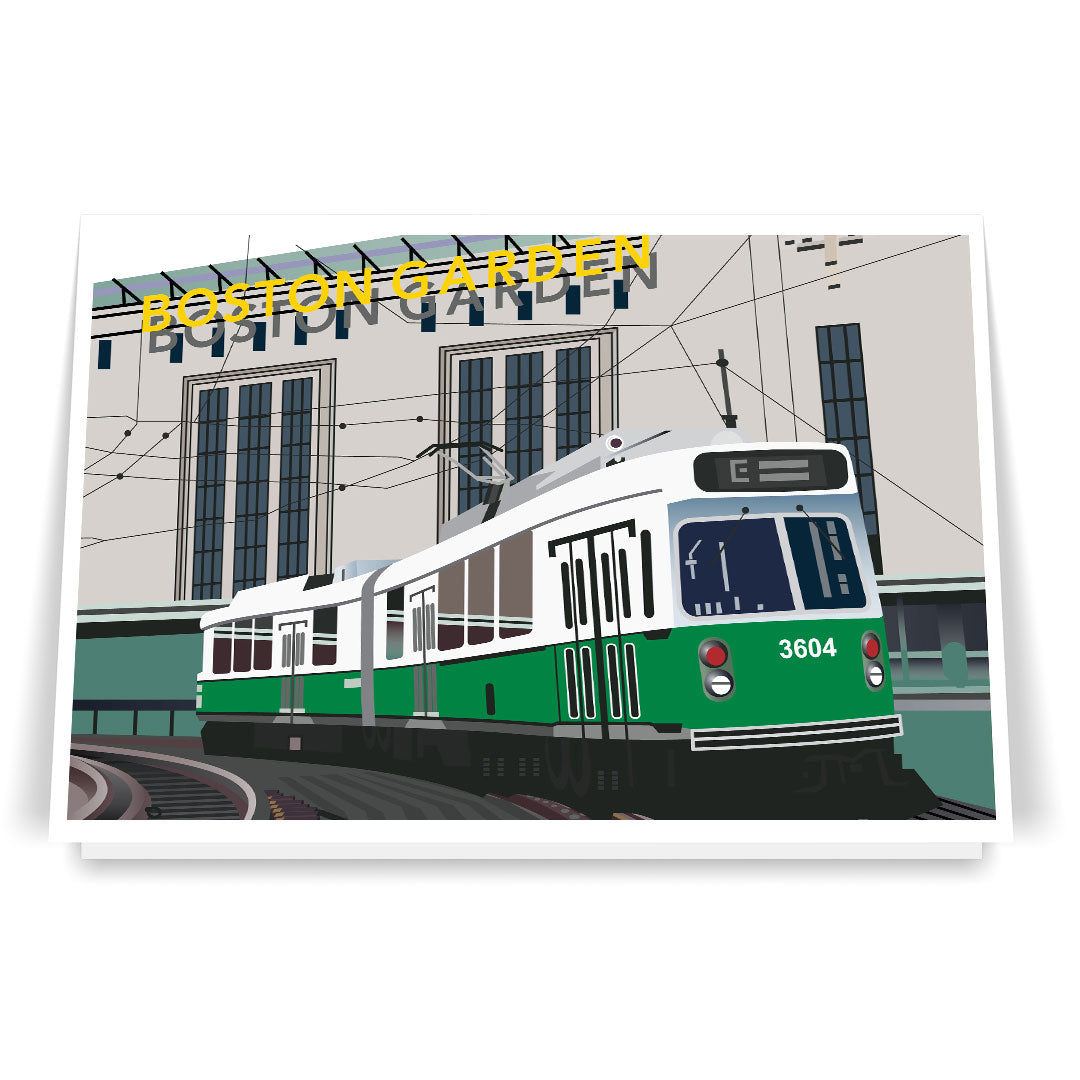 Old Boston Garden & Green Line Train Print