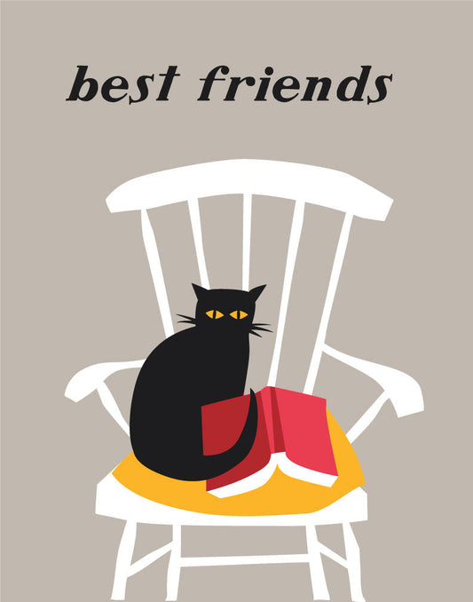 Best Friends Cat & Book Print