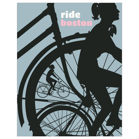 Ride Boston Biker Gal Silhouette Print