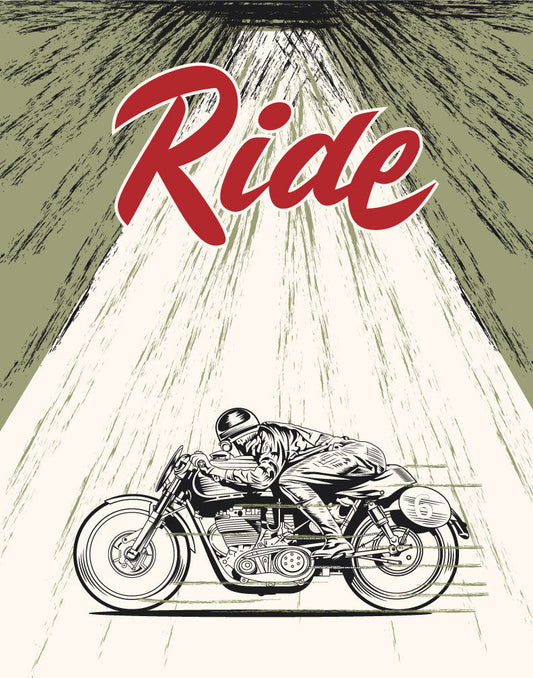 Ride Motorcycle Man Print