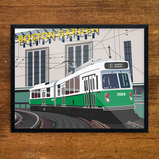 Old Boston Garden & Green Line Train Print
