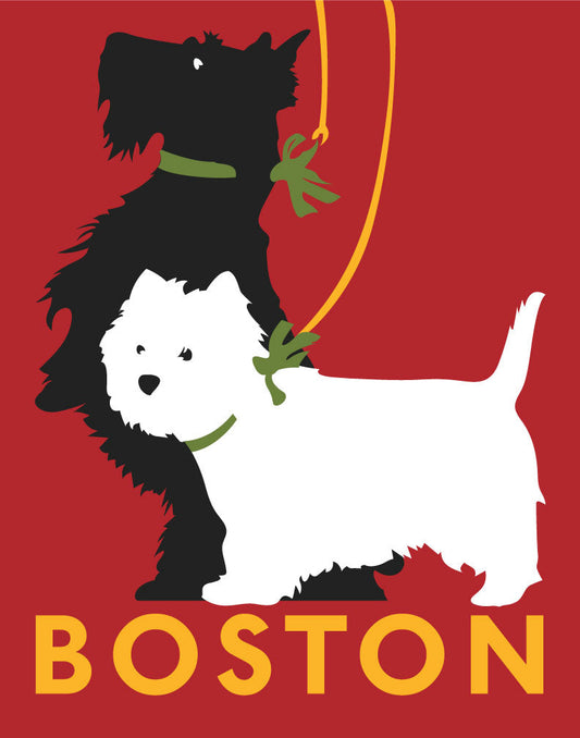 Boston Scotties Dogs Print