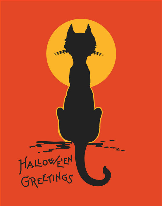 Halloween Greetings Cat & Moon Print