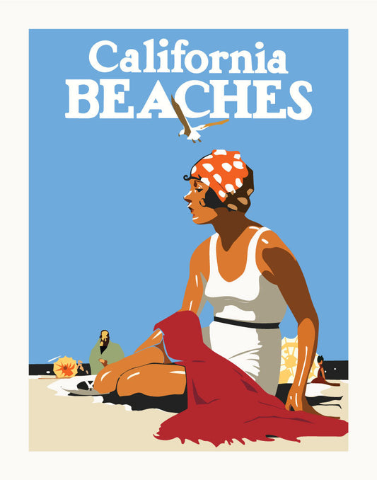 California Beaches Vintage Print