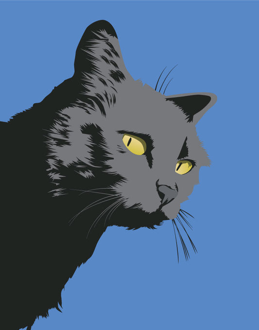 Yellow Eyed Black Cat Print