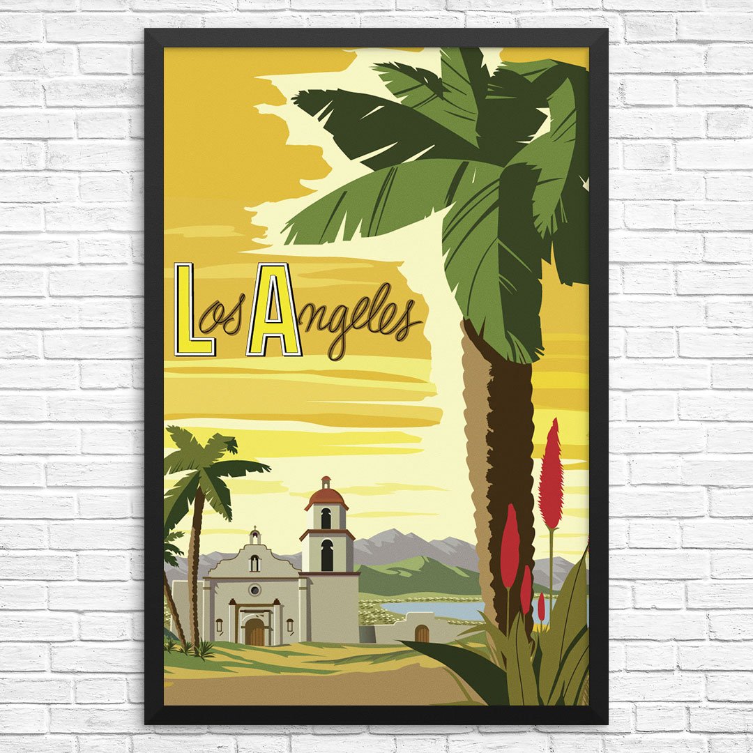 Los Angeles Mission Church & Palm Tree Print
