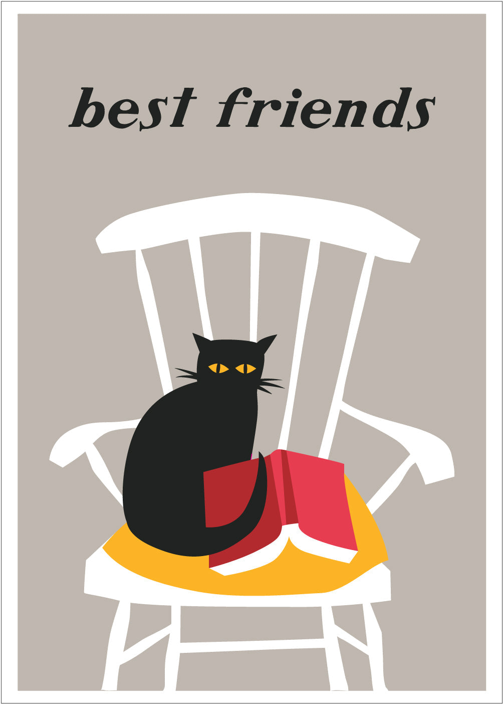 Best Friends Cat & Book Print