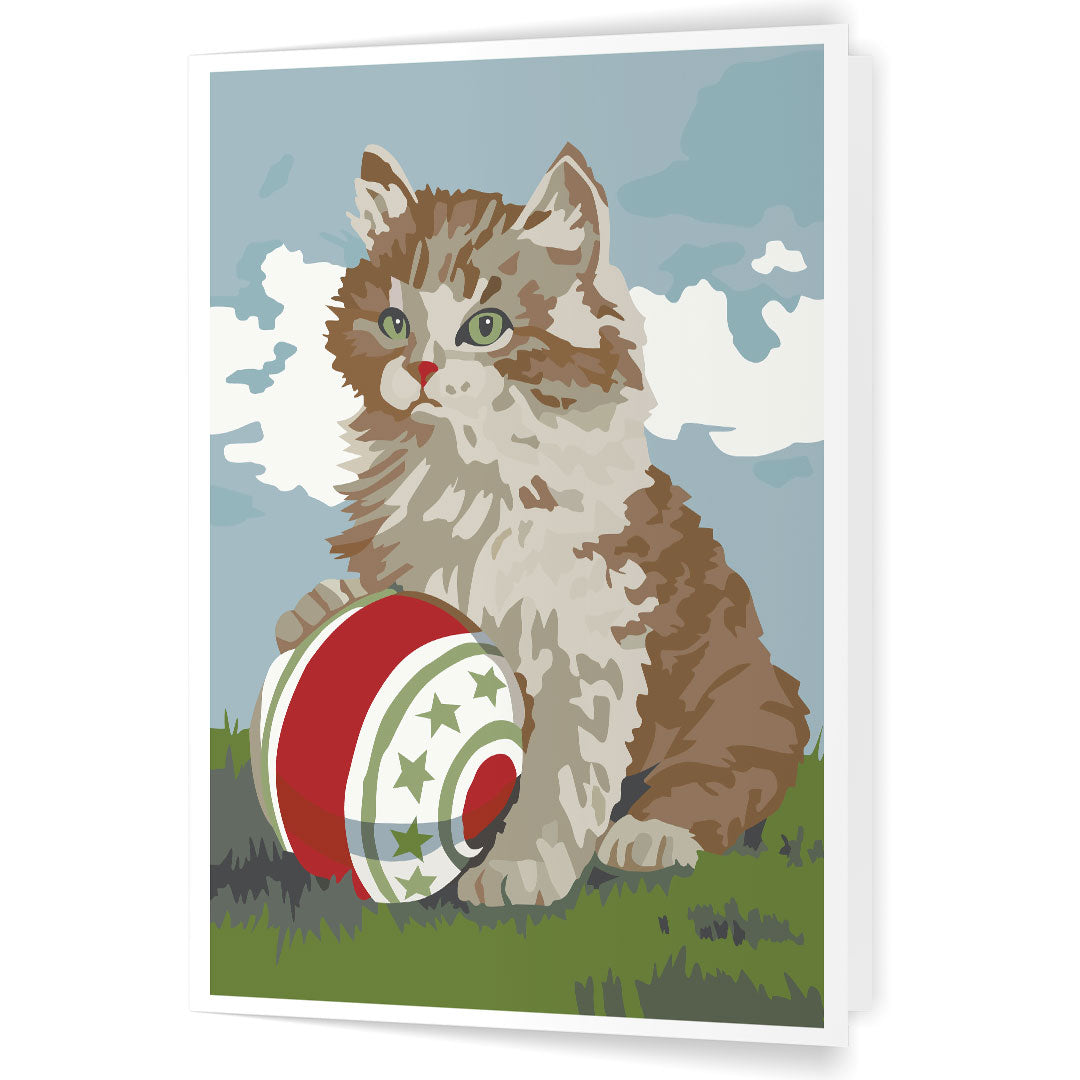 Paint By Number Cat and Ball Finished Print