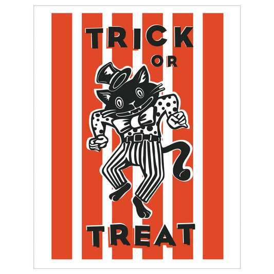 Halloween Trick or Treat Dancing Cat Print