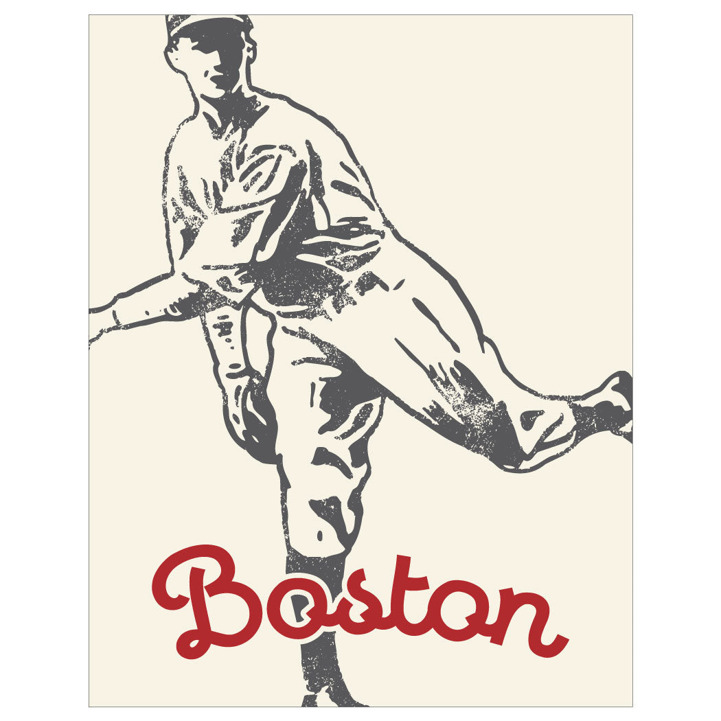 Boston Retro Baseball Player Print