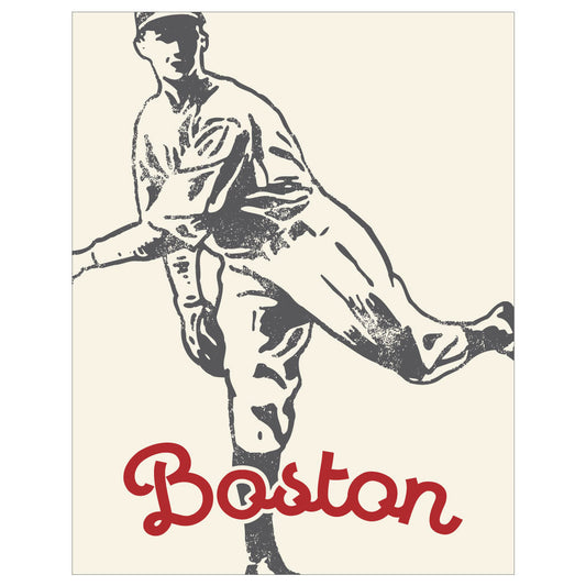 Boston Retro Baseball Player Print