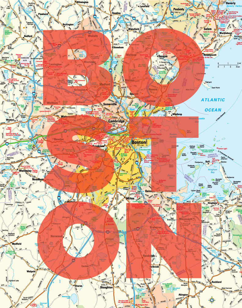 Boston Area Map Print