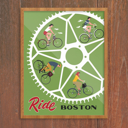 Ride Boston Bike Wheel Riders Print