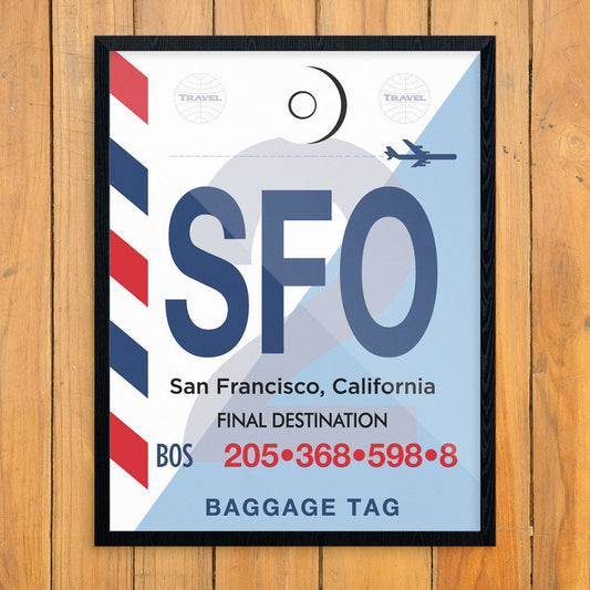 San Francisco SFO Luggage Tag Print