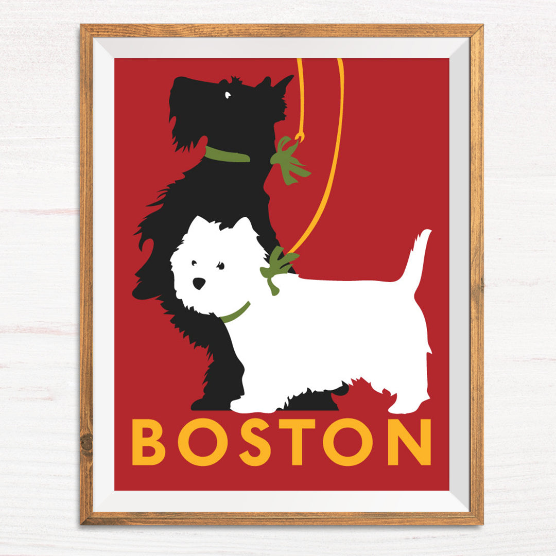 Boston Scotties Dogs Print