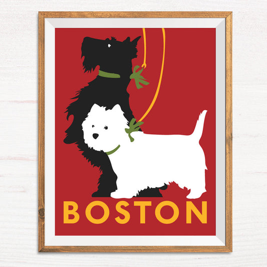 Boston Scotties Dogs Print