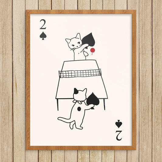 Cats Playing Ping Pong Print