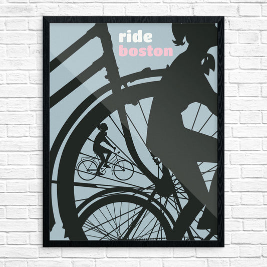 Ride Boston Biker Gal Silhouette Print