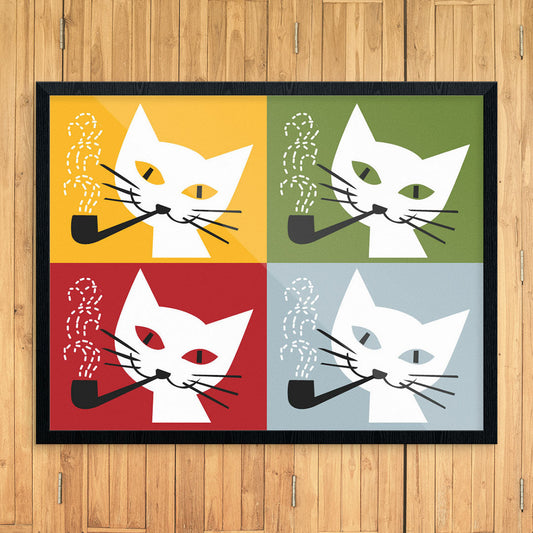 Pipe Smoking Cats Print