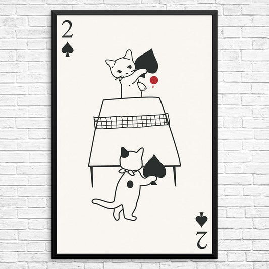 Cats Playing Ping Pong Print