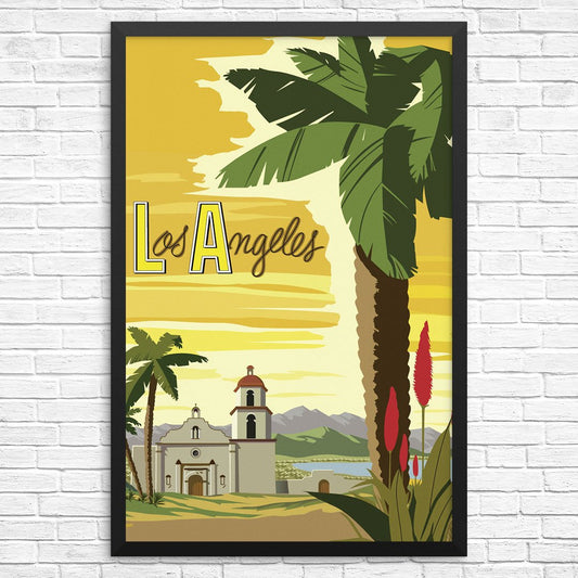 Los Angeles Mission Church & Palm Tree Print